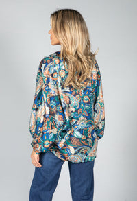 Groovy Paisley Print Shirt in Navy