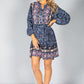 PAMELA SCOTT BLUE LEOPARD PRINT SHIRT DRESS