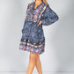 PAMELA SCOTT BLUE LEOPARD PRINT SHIRT DRESS