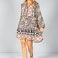 PAMELA SCOTT CREAM LEOPARD PRINT SHIRT DRESS