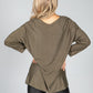 Fine Knit Star Design Top in Khaki