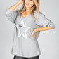 Fine Knit Star Design Top in Light Grey