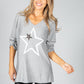 Fine Knit Star Design Top in Light Grey