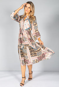 MIDI SHIRT DRESS IN PAISLEY PRINT