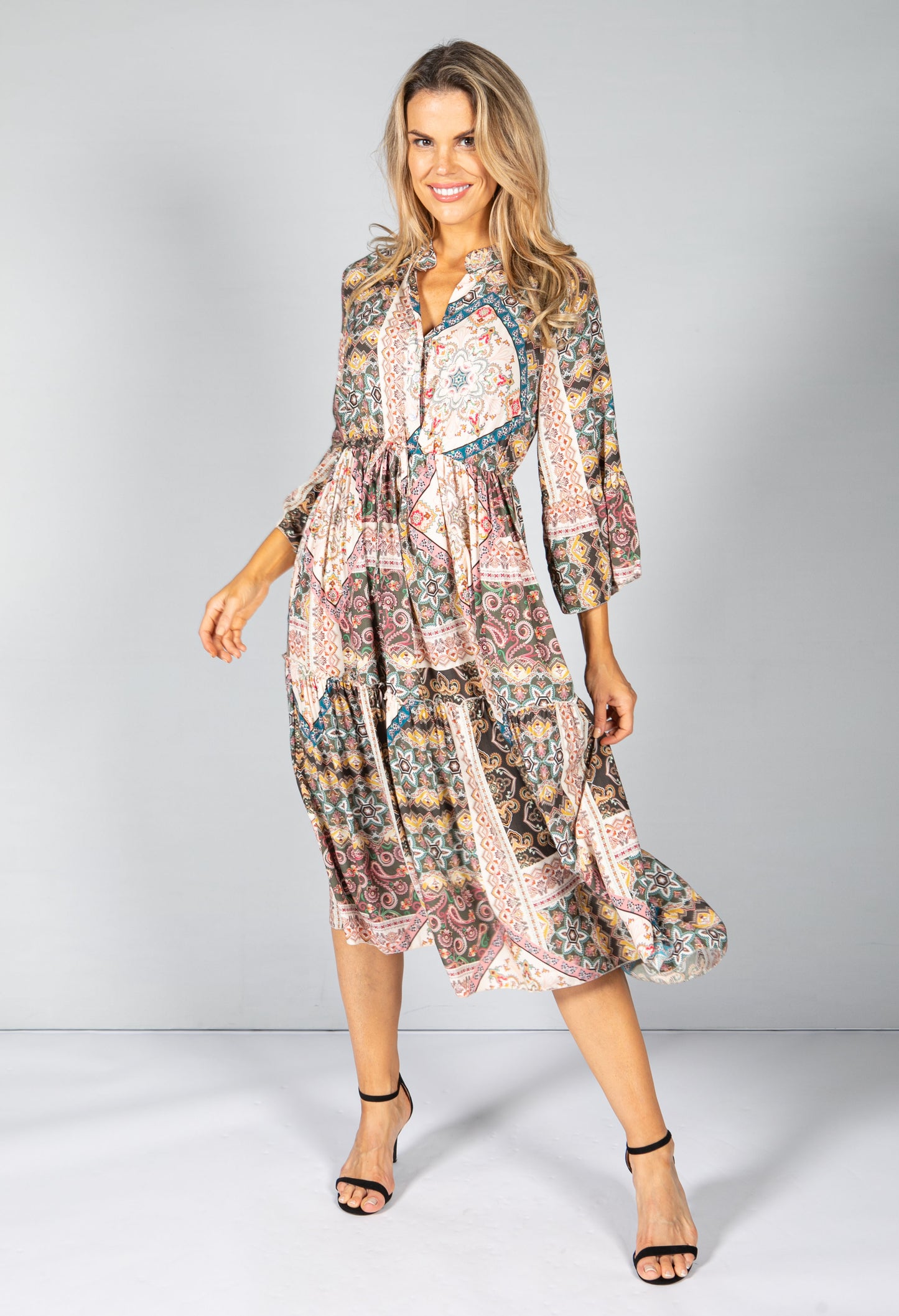 MIDI SHIRT DRESS IN PAISLEY PRINT