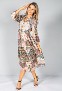 MIDI SHIRT DRESS IN PAISLEY PRINT