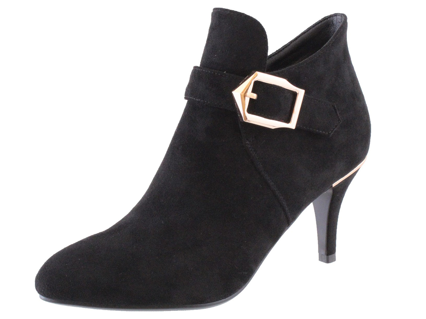 Black Microfibre Boot With Buckle Detail