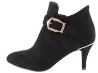 Black Microfibre Boot With Buckle Detail