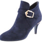 Navy Microfibre Boot With Buckle Detail