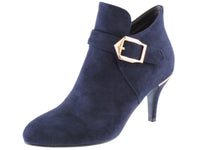 Navy Microfibre Boot With Buckle Detail