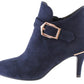 Navy Microfibre Boot With Buckle Detail