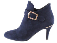 Navy Microfibre Boot With Buckle Detail