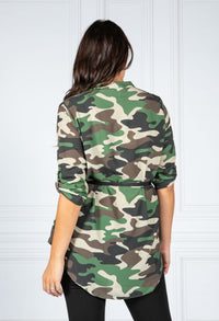 Belt Camo Blouse in Khaki