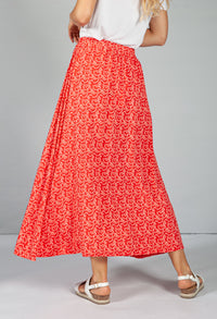 Mini Bloom Faux Button Down Skirt in Ruby Red