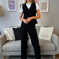 Pinstripe Buttoned Wide Leg Trousers