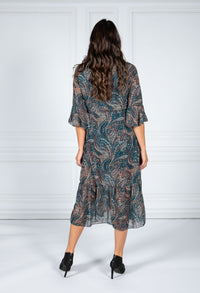 Dusty Teal Paisley Midi Dress