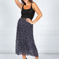 Navy Pleated Leopard Print Skirt