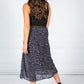 Navy Pleated Leopard Print Skirt