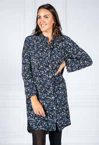 PAMELA SCOTT BLUE FLORAL SHIRT DRESS