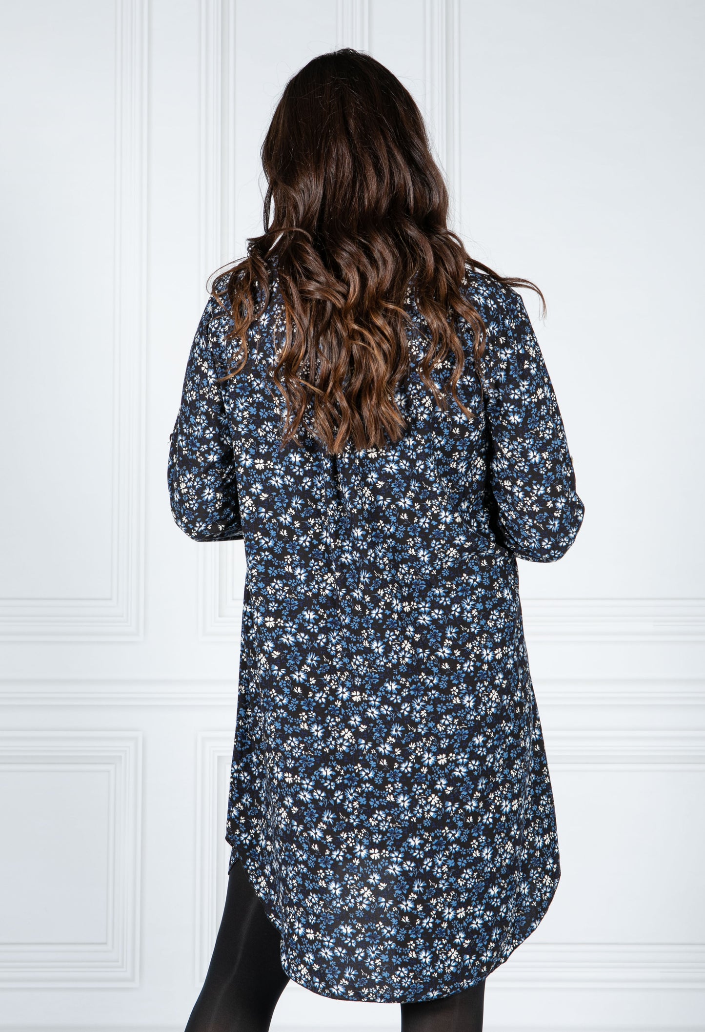 PAMELA SCOTT BLUE FLORAL SHIRT DRESS