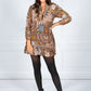 PAMELA SCOTT VINTAGE PRINT SHIRT DRESS IN BROWN