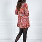 PAMELA SCOTT VINTAGE PRINT SHIRT DRESS IN RED