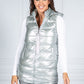 Pearlescent Padded Gilet in Silver Blue