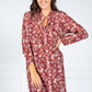 PAMELA SCOTT PAISLEY PRINT SHIRT DRESS IN WINE