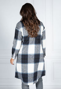 Navy Checked Midi Coat