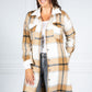 Golden Brown Checked Midi Coat