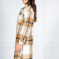 Golden Brown Checked Midi Coat