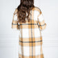 Golden Brown Checked Midi Coat