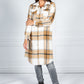 Golden Brown Checked Midi Coat