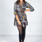 PAMELA SCOTT VINTAGE PRINT SHIRT DRESS IN NAVY