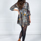 PAMELA SCOTT VINTAGE PRINT SHIRT DRESS IN NAVY