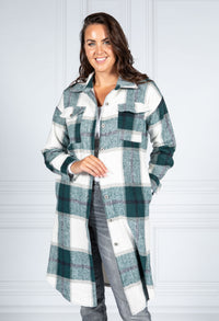 Bottle Green Checked Midi Coat