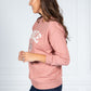 PAMELA SCOTT VARSITY CREW NECK JUMPER IN BLUSH