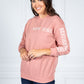 NEW YORK VARSITY CREW NECK JUMPER IN BLUSH