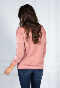 NEW YORK VARSITY CREW NECK JUMPER IN BLUSH