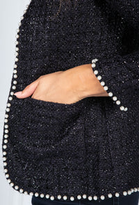 Pearl Detail Jacket in Black