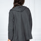 PAMELA SCOTT OPEN HOODED CARDIGAN IN DARK GREY