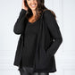 PAMELA SCOTT OPEN HOODED CARDIGAN IN BLACK