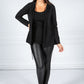 PAMELA SCOTT OPEN HOODED CARDIGAN IN BLACK