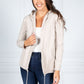 PAMELA SCOTT OPEN HOODED CARDIGAN IN BEIGE