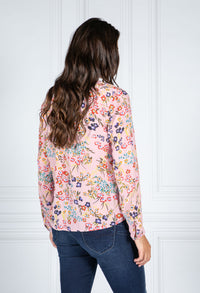 TWIST FLORAL BLOUSE IN LIGHT PINK