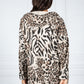 PAMELA SCOTT LEOPARD PRINT ZIP UP HOODIE