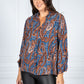 PAMELA SCOTT PAISLEY PRINT BLOUSE IN NAVY