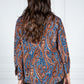 PAMELA SCOTT PAISLEY PRINT BLOUSE IN NAVY