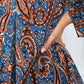 PAMELA SCOTT PAISLEY PRINT BLOUSE IN NAVY