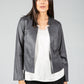 Vintage Faux Leather Biker Jacket in Charcoal Grey